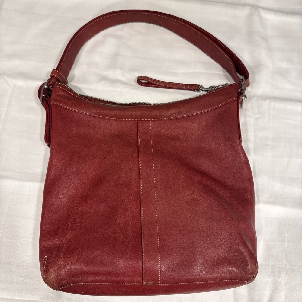 Vintage Coach Legacy Red Hobo Leather Purse #9188